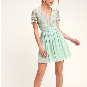 Lulu’s Angel In Disguise Teal Lace Mini Dress